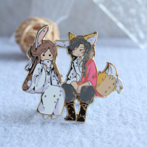 Cartoon character rabbit fox hard enamel animation pins