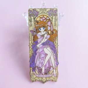 HIgh quality Anime pins satin glass pearl enamel UV printing long shape pins