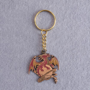 antique copper hard enamel keychain with screenprint and four links and flat ring