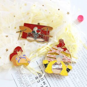hard enamel pin with glitters band badge queen king fragile with cutout badge