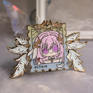 Spring wings hard enamel anime pin with gradient pearl