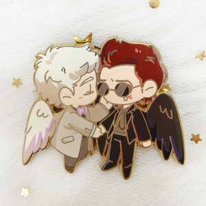 Angel and Demon Cartoon Character Printed Hard Enamel Pin