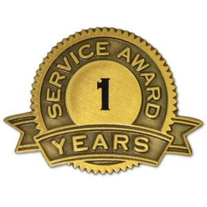 1 Year Service Award no color antique brass pin