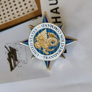 United States Transportation Command hard enamel gold finished pin