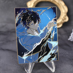 Animation pins with transparent blue enamel with blue  color coat