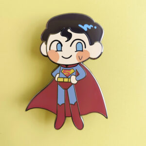 Cute superman with red cape with blusher printing