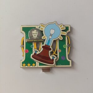 Thomas Edison black nickel hard enamel pin, pin on pin, two levels metal,  with light