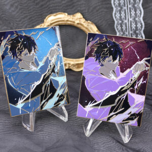 Fukuhara Hikari blue red transparent enamel badge