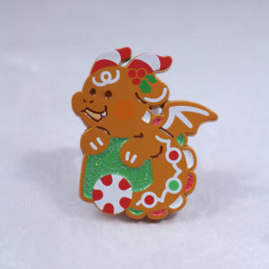 Gingerbread dragon with ball green red white glitter with colorful printing