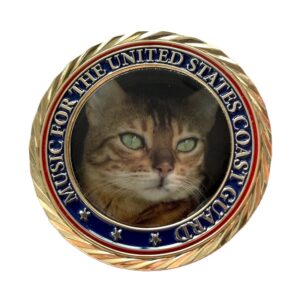 Round shape challenge coin with diamond edge photo printing insert with cat