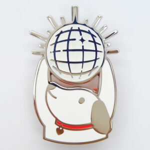 hard enamel gold dog with a glitter ball