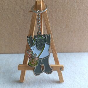 soft enamel silver metal hippo animal keychain with flowers